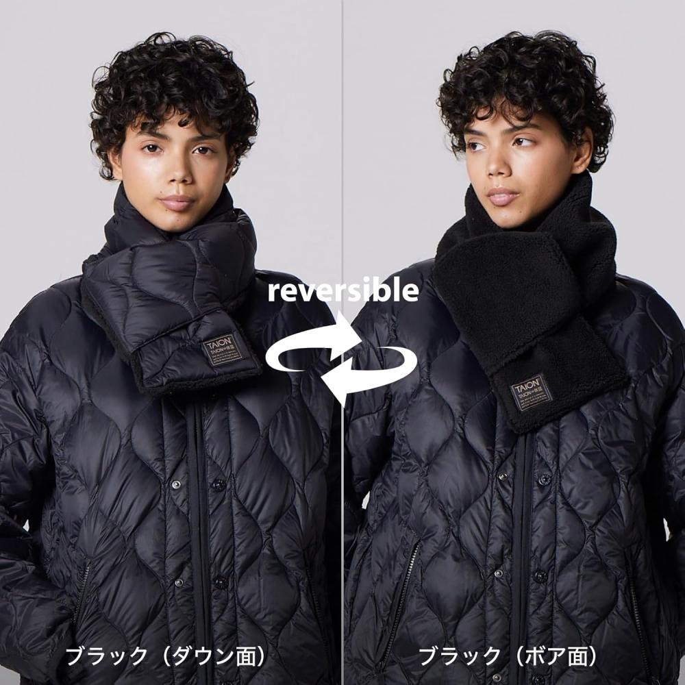 Taion [Taion] Goods Military Reversible Down Muffler   Soft Shell R201alsml 1 Dark Olive