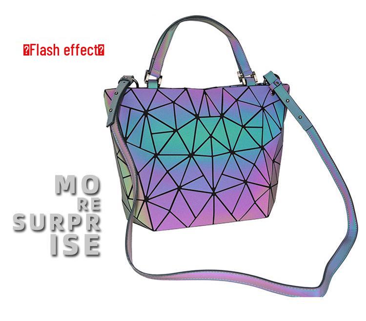 Set di Borse di Lusso Luminose Geometriche a Rombo da Donna - Secchiello in PU con Motivo a Diamante, Borse a Spalla e a Tracolla con Catena