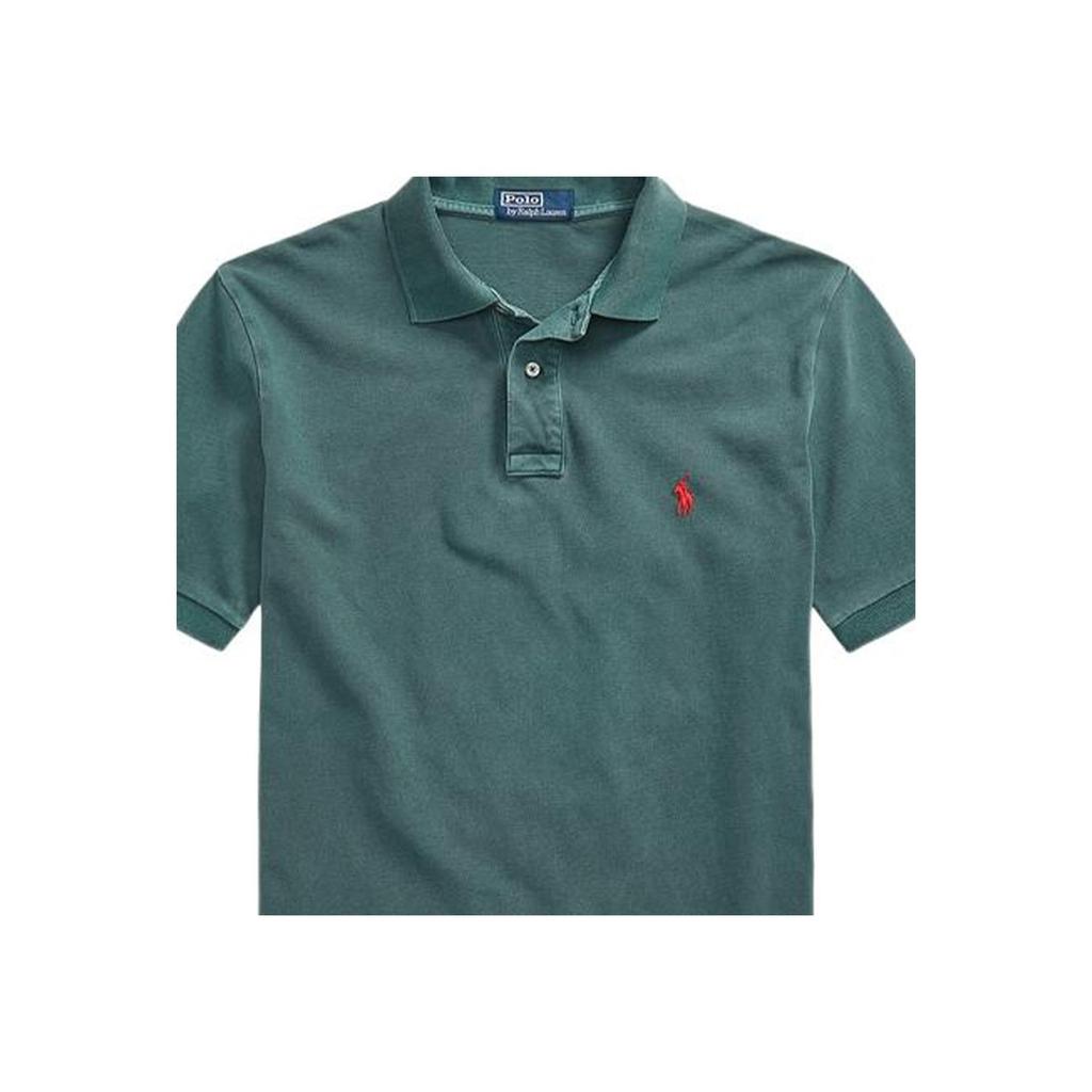 Polo Ralph Lauren SS22 Initial Edition Mesh Brand Logo Solid Color Short Sleeve Polo Shirt Men Tops Dark-Green MNPOKNI1N821690