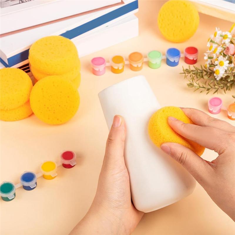 24Pcs Round Pottery Sponges Care, Tack Sponges For Efficient Sculpting Cleanup For Painting, Car Waxing, Washing Dishes