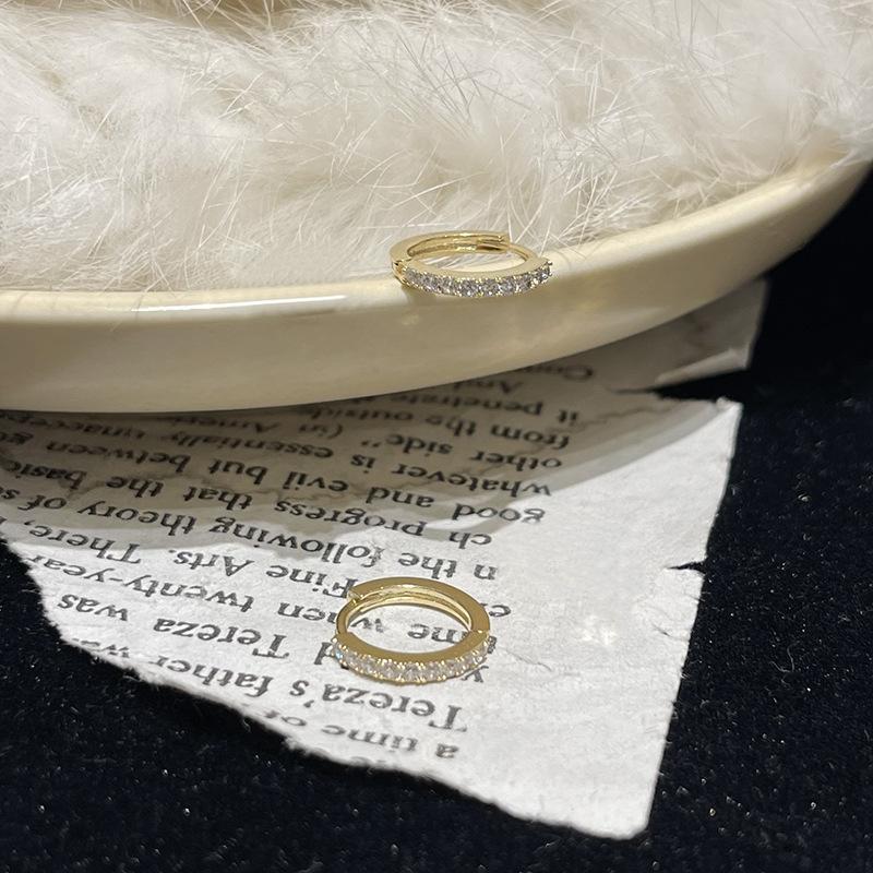 Flower Ear Buckle Femininity Shiny Diamond Earrings Simple Small Zircon Loop Earrings