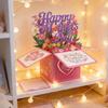 Flower Box Paper Sculpture Greeting Card Handmade Mother's Day Blessing Card For Mom Grandma Family Friend Festival Gift