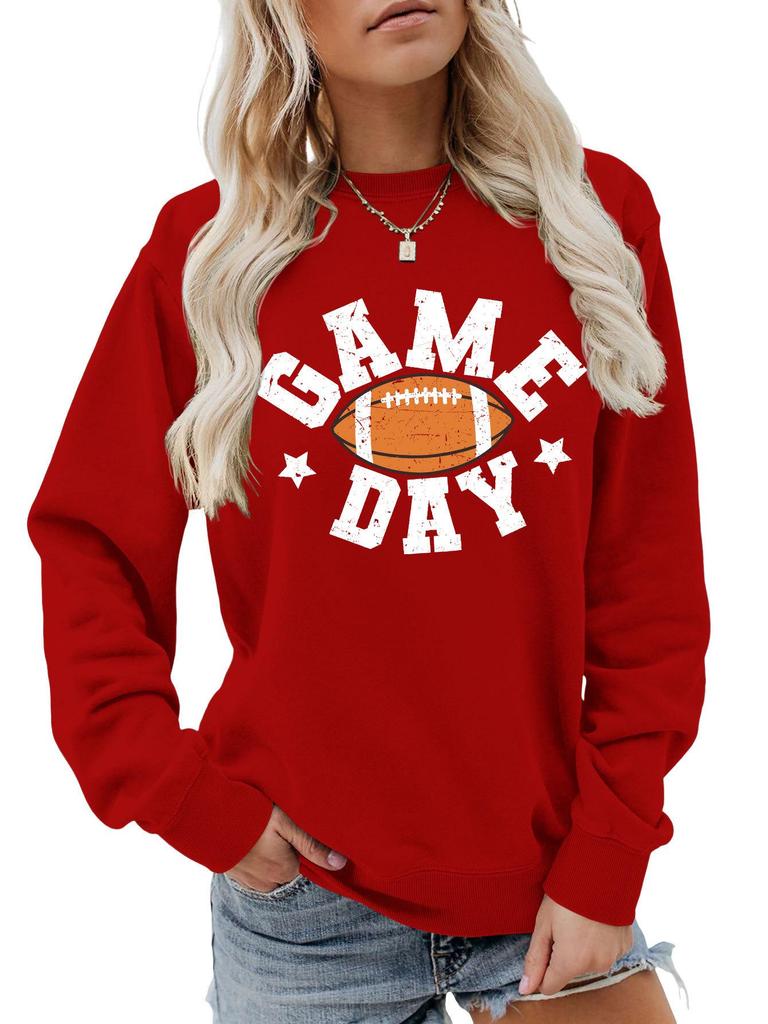 Colorful Football Letter Crewneck Sweatshirt - Game Day Long Sleeve Casual Wear