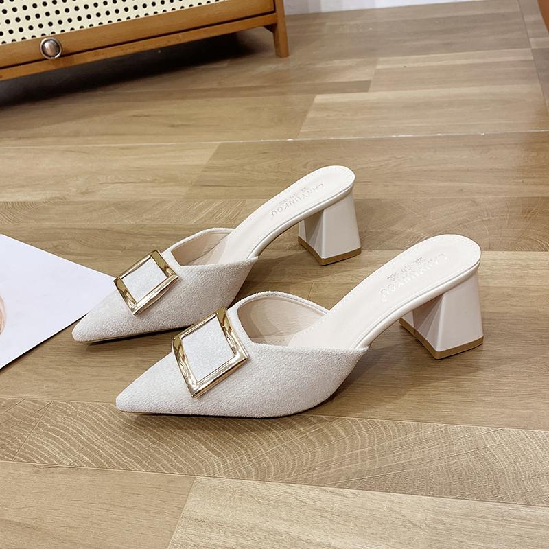 Fashion Women 2025 High-Heeled Shoes Lady Shallow Pointed Toe Ladies' Slippers Thin Cover Pumps Slides Heels Shoes Woman