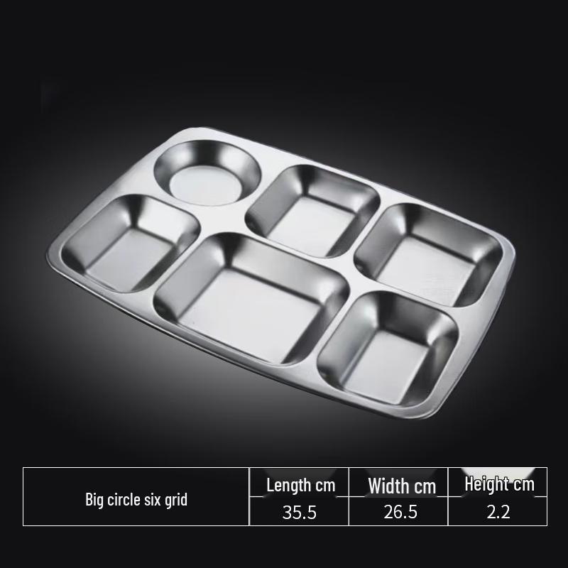 Langxi 304 Stainless Steel Square Divided Meal Plate