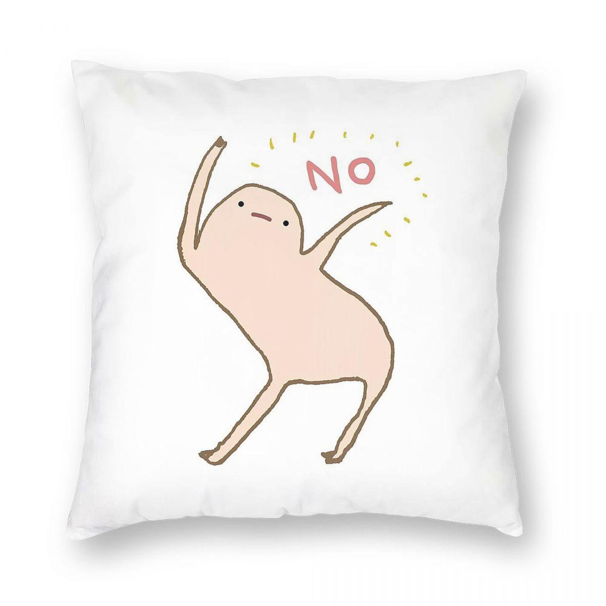 Honest Blob Says No Square Pillowcase Polyester Linen Velvet Creative Zip Decorative Pillow Case Sofa Seater Cushion Cover Peach skin 18*18(CM)-1Pcs