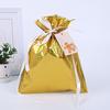 10 Pcs Christmas Drawstring Gift Bags Holiday Foil Gift Bags Reusable Xmas Gift Wrapping Bags for Gifts Presents Xmas Party Favors