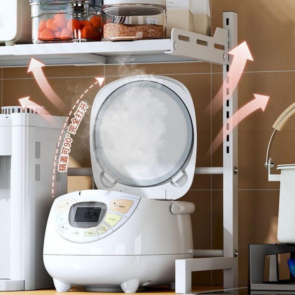 Kohlenstoffstahl Mikrowellenregal Verstellbarer Küchenaufbewahrungshalter Mikrowellen-Ablageregal Desktop