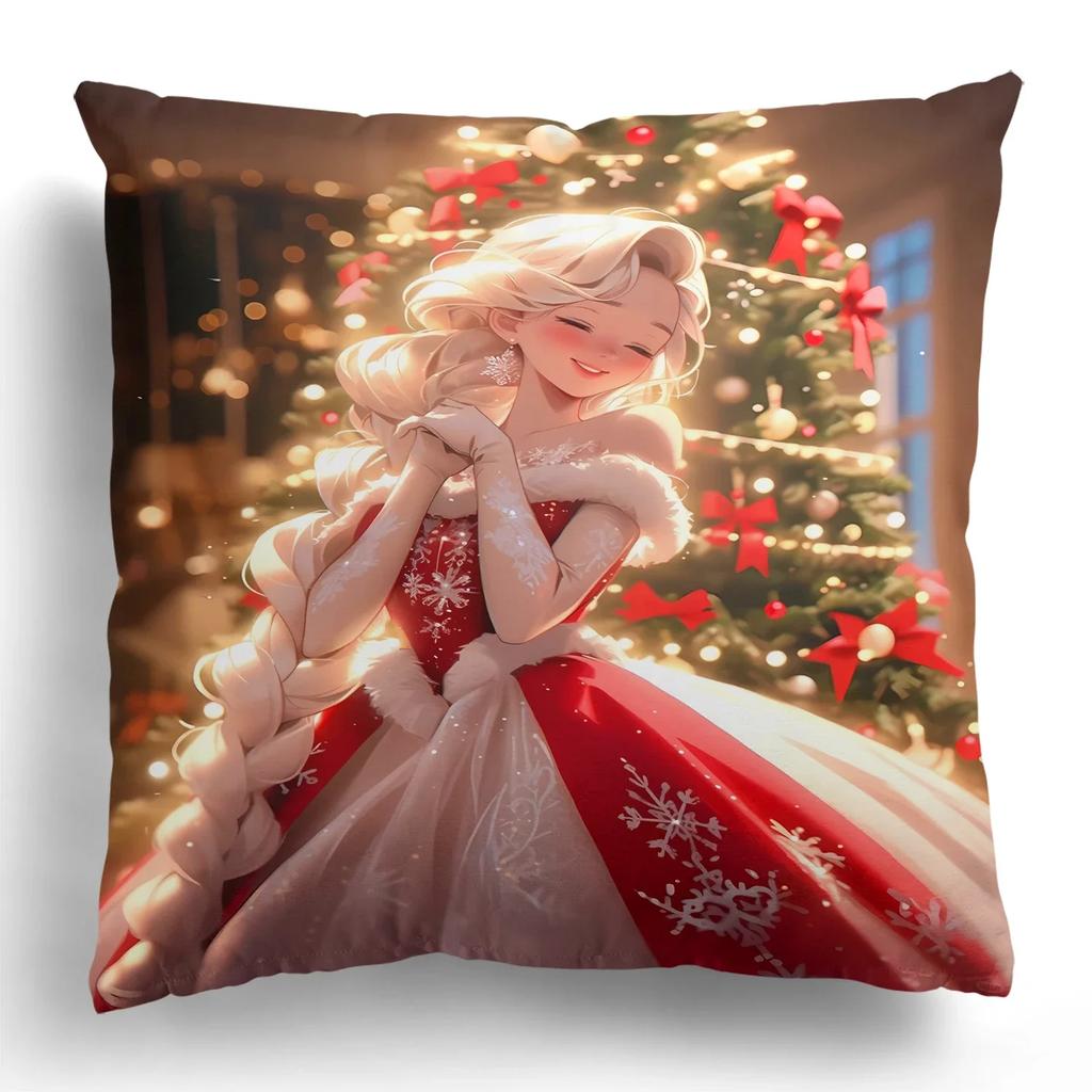 Christmas Decoration Kawaii Disney Elsa Princess Decorative Pillowcase Living Room Cushion Cover Room Decoration Christmas Gift