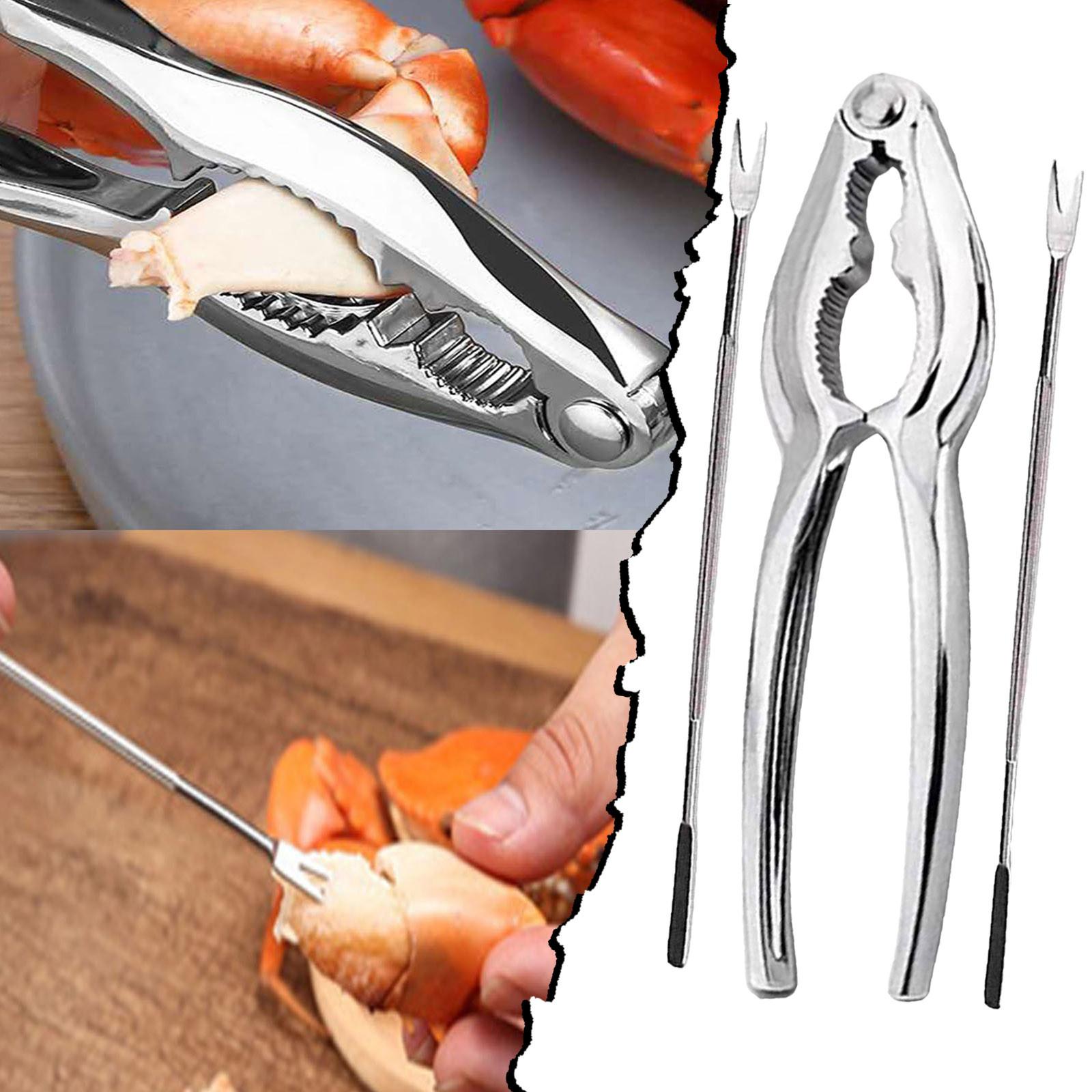 

Seafood Tools Set Leg Sheller Stainless Steel 2pcs Forks And 1pc Crab Nut Leg Opener Kitchen Accessories Convenient Set серебряный