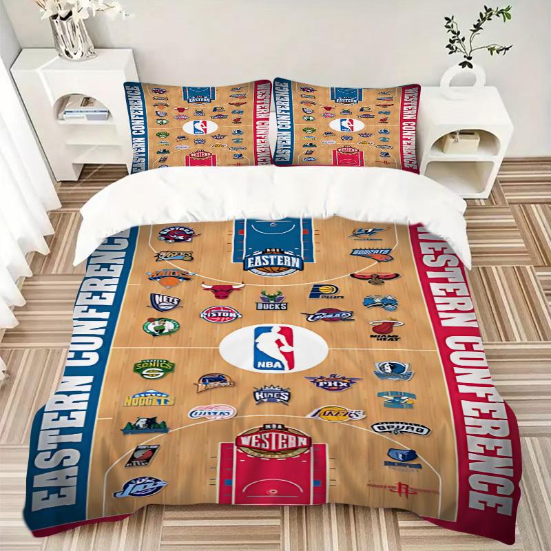 3pcs Bedding Set Basketball Teams Includes 1 Comforter + 2 Pillowcases, Without Pillow Inserts, Soft Comfortable,a0910250