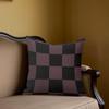 Plum Check Square Jacquard Pillow Cover for Sofa Office Waist Cushion Cover Home Decorative Pillowcase