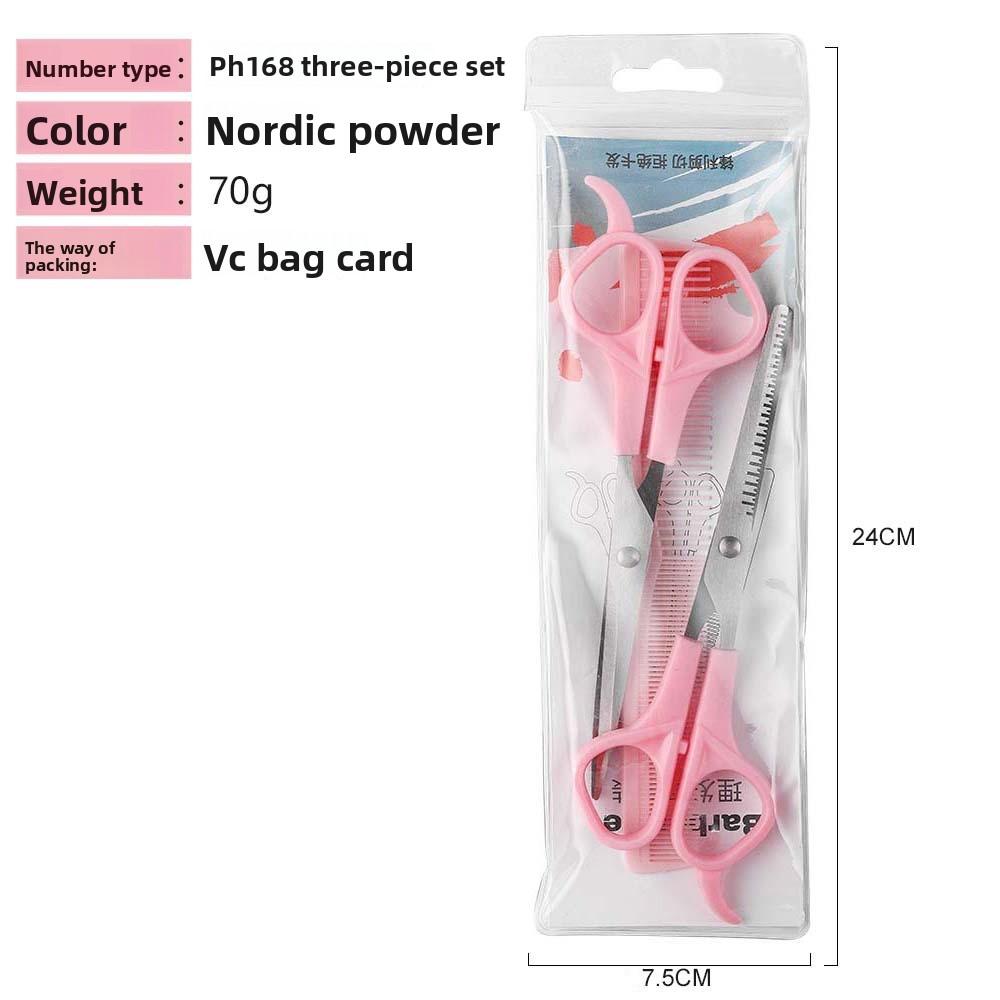 

Профессиональный набор парикмахерских ножниц из нержавеющей стали, 3 предмета, эргономичная ручка и расческа для укладки 3-piece set розовый