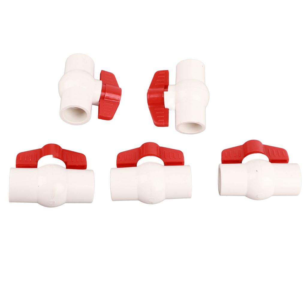 5 Pcs Ball Valve Flat T Handle PVC Water Supply Ball Valve Switch for Swimming Pools 20mm0.8in