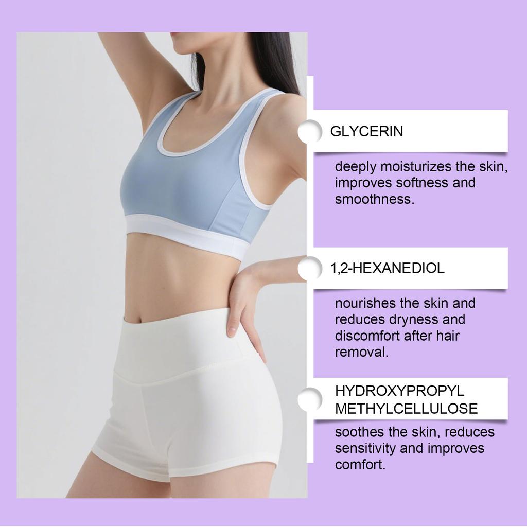 Spray Suave Depilatorio Corporal Para Axilas, Partes Íntimas, Zona Púbica Área del Bikini, Material Infundido con Vitamina E Calma Protege Repara la Piel 140ml