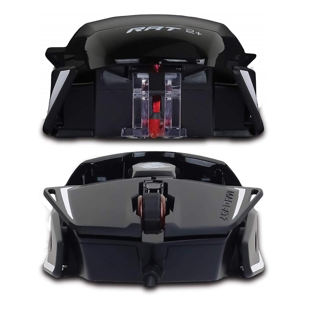 Mad Catz Gaming-Maus mit Pixart PMW 3325 RGB Garantie R.A.T. 2+ Sensor, Kabelgebunden, Einsteiger, Leichtgewicht, Beleuchtung, 2-Jahre (MR02MCINBL000-0JI)