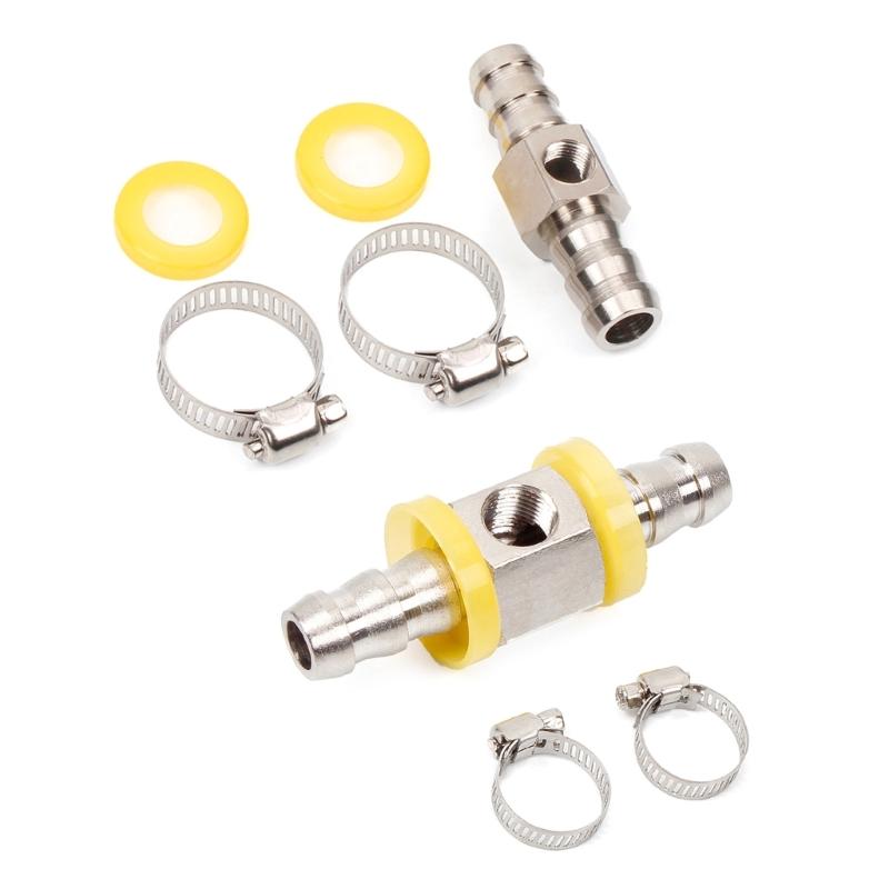 

3/8 Line Pressure T‑Fitting Adapter For Fuel Pressure Gauge Barbed- Push Lock T-Fitting Adapter with Clamps