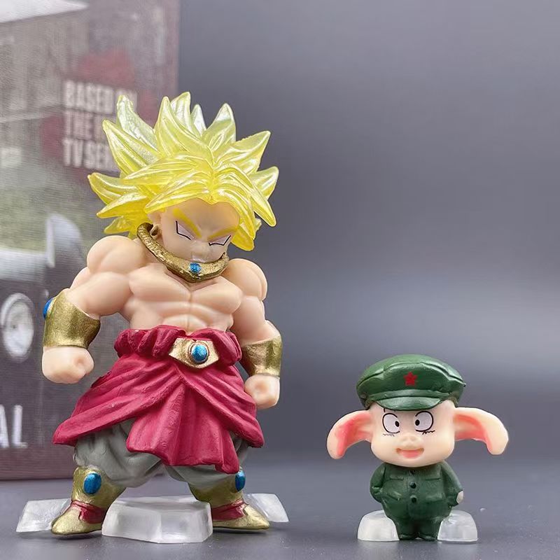 8Pcs Anime Dragon Ball Cute Broly Uron Master Roshi Krillin Mini Figure Model Toy PVC Children Statue Doll Collect Birthday Gift