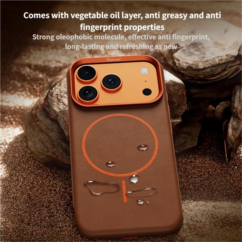 High-End Elephant Leather Texture Magnetic Phone Case for IPhone 17 Pro Max Air for Magsafe Wireless Charging Full Protect Cover