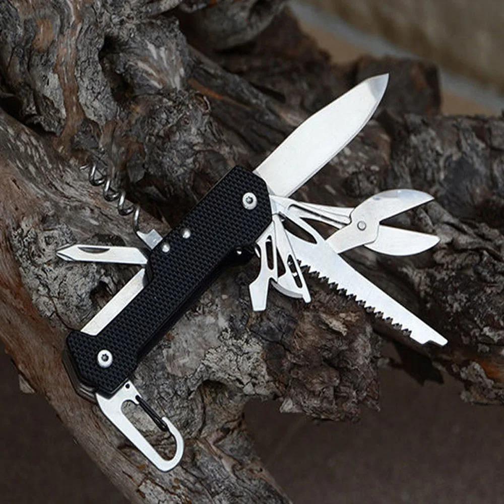 Coltello Pieghevole Multifunzionale Portatile 8 in 1, Multiuso per Sopravvivenza all'Aperto Campeggio, Coltelli da Tasca EDC, Attrezzi Manuali Portatili.