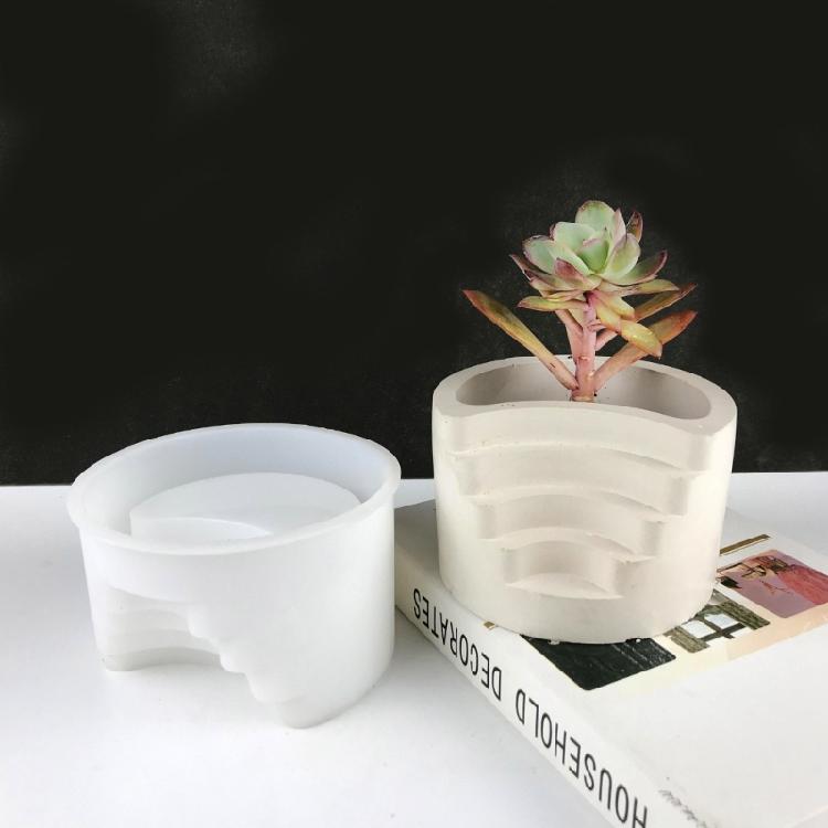 Stampo per Vaso da Fiori in Silicone Stampo per Piantine Succulente Stampo in Cemento e Gesso Stampo Rotondo in Cemento di Cemento per Portapenne Fai da Te, Decorazioni per la Casa