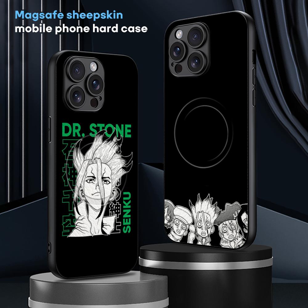 Popular Anime Dr.STONE Phone Case For iPhone 16 15 14 13 12 11 Plus Pro Max High-end Luxury Magsafe Sheepskin