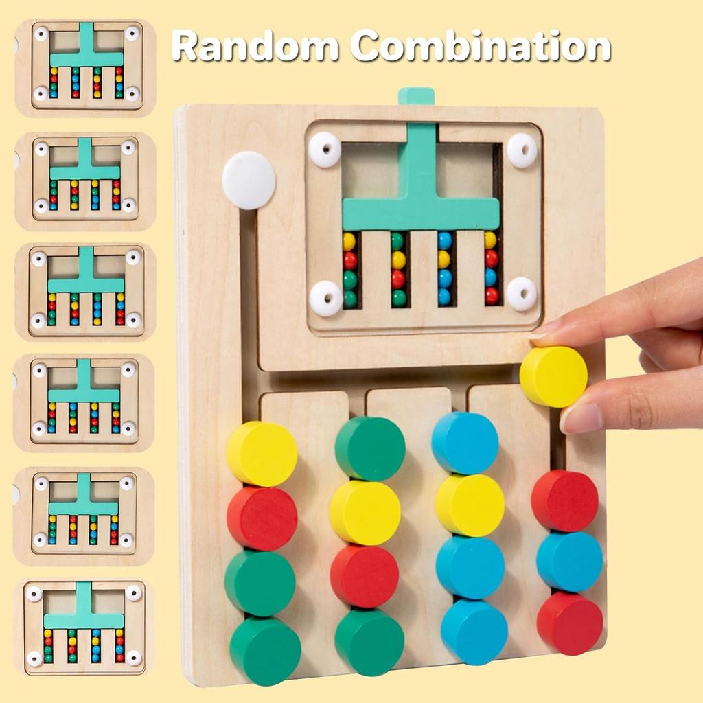 Non-Toxic Montessori Wooden Color Matching Puzzles Preschool Learning Toys Matching Brain Teasers Logic Game For Kids 3 4 5 6 7 Years Old