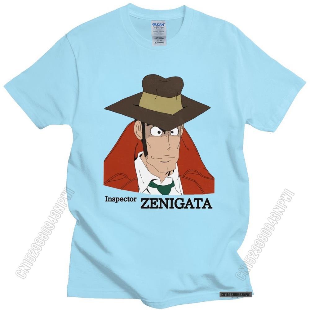 Lustiges Lupin The Third T-Shirt für Herren Rundhals Koichi Zenigata Grafik T-Shirt Vorgeschrumpfte Baumwolle Normale Passform T-Shirt Merchandise