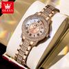 OLEVS 9943 Luxus Diamant Damen Uhr Mode Original Damen Römisch Eingelegtes Zirkon Zifferblatt Wasserdicht Damen Quarz Uhr Reloj Mujer