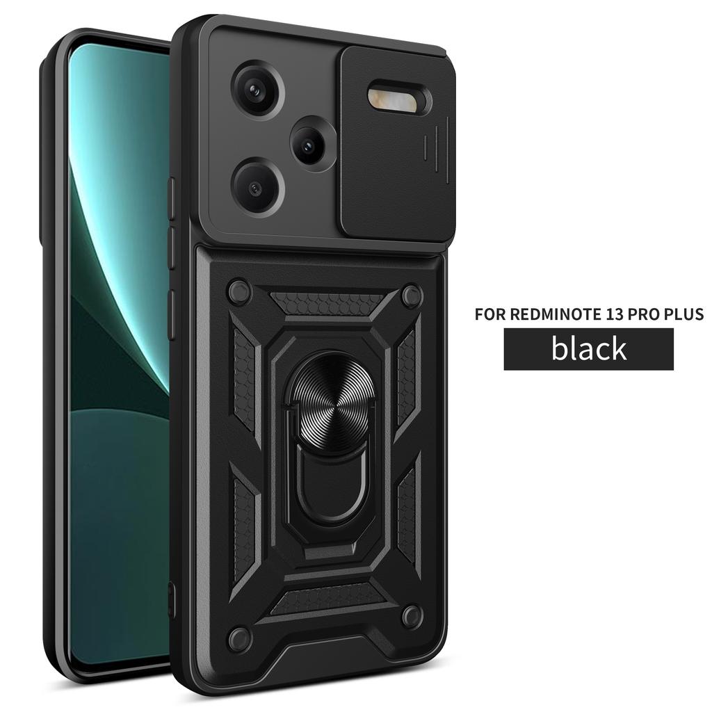 For Xiaomi Redmi Note 13 Pro + Case Redmi Note 13 pro Plus Magnetic Ring Holder Armor Phone Case Slide Camera Protect Back Cover