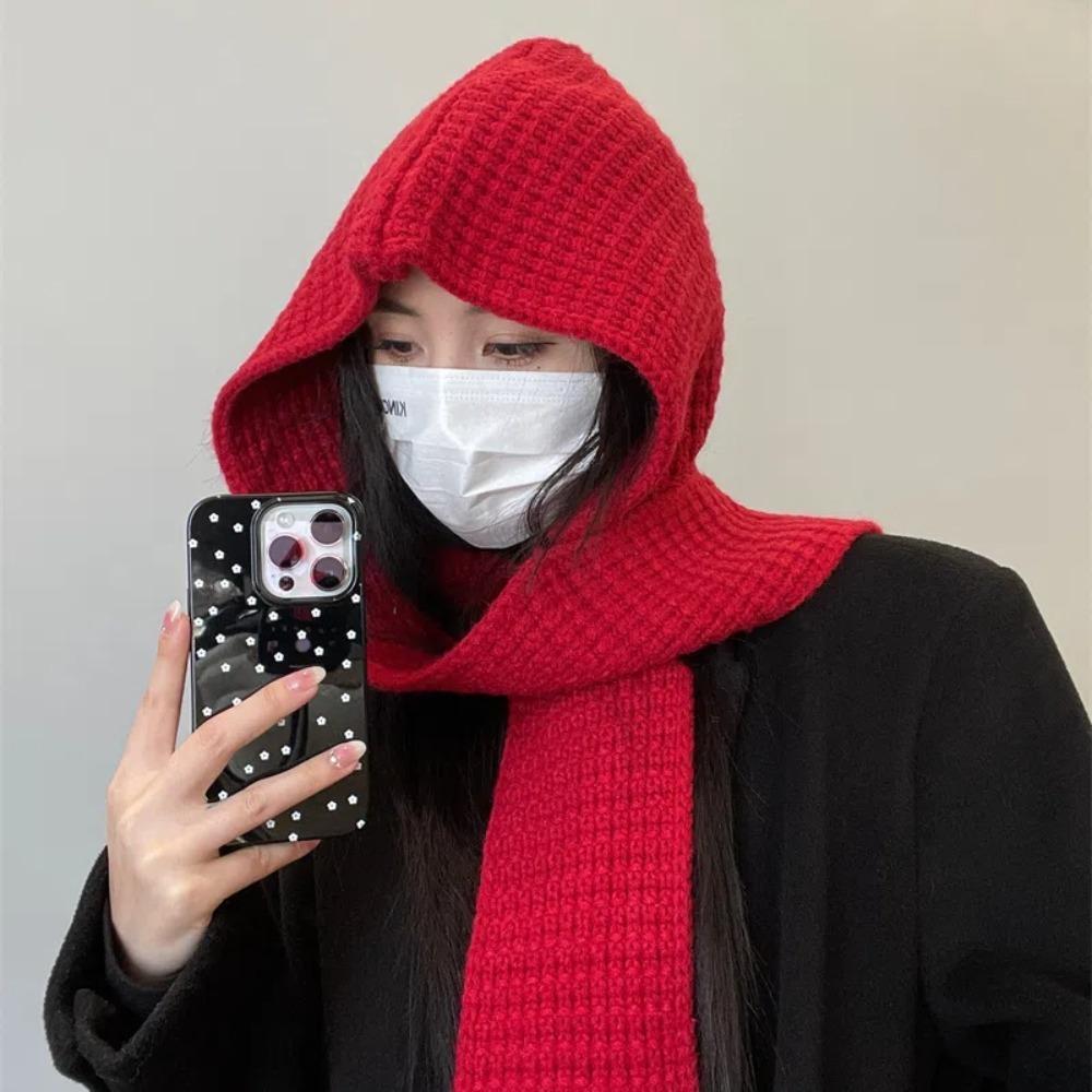 Acrylic Fibres Neck Collar Beanies Caps Triangular Winter Neckerchief Hat  Unisex