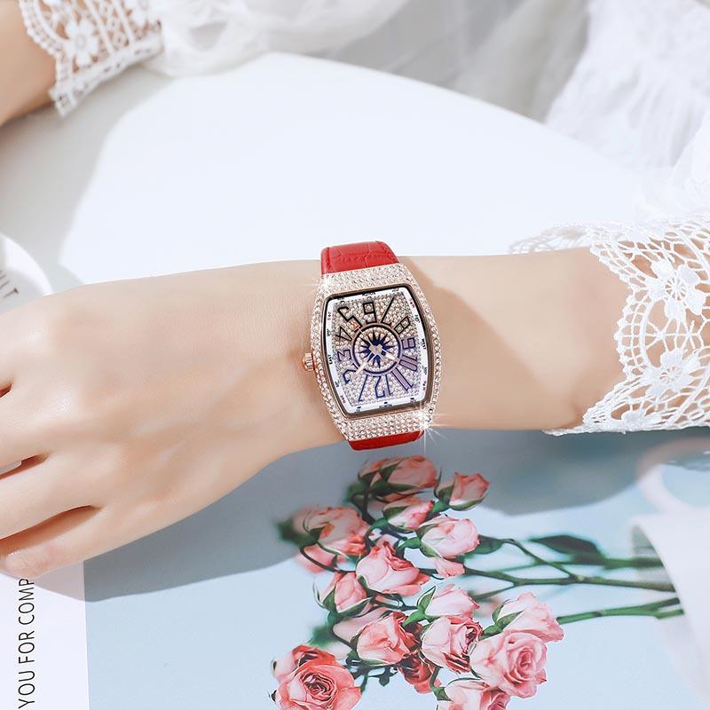 Watc Wine Barrel Type Diamond-Encrusted Gypsy Fashion Watch, Couple With Quartz Watch