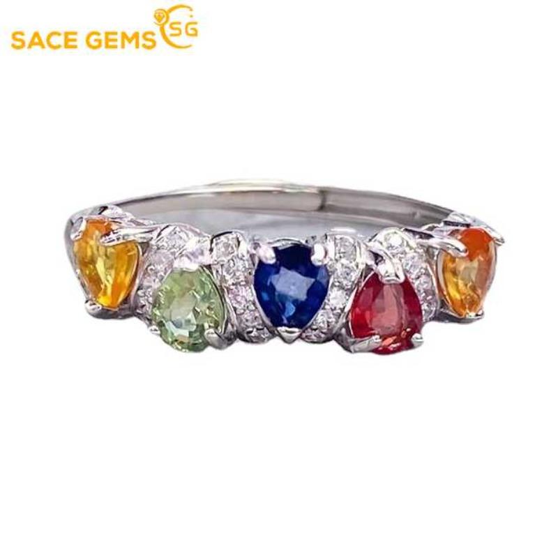 Sace Gems 925 srebro 2*2.5MM naturalne kolorowe pierścionki z szafirem dla kobiet zaręczyny, koktajlowe przyjęcie Fine Jewelr