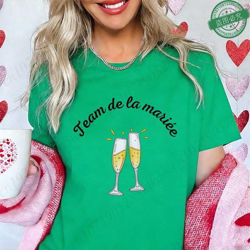 

Future Bride Team Matching T-Shirts French Women s Champagne Print Blouses Short Sleeve Tees Bridal EVJF Party Bachelorette Tops S