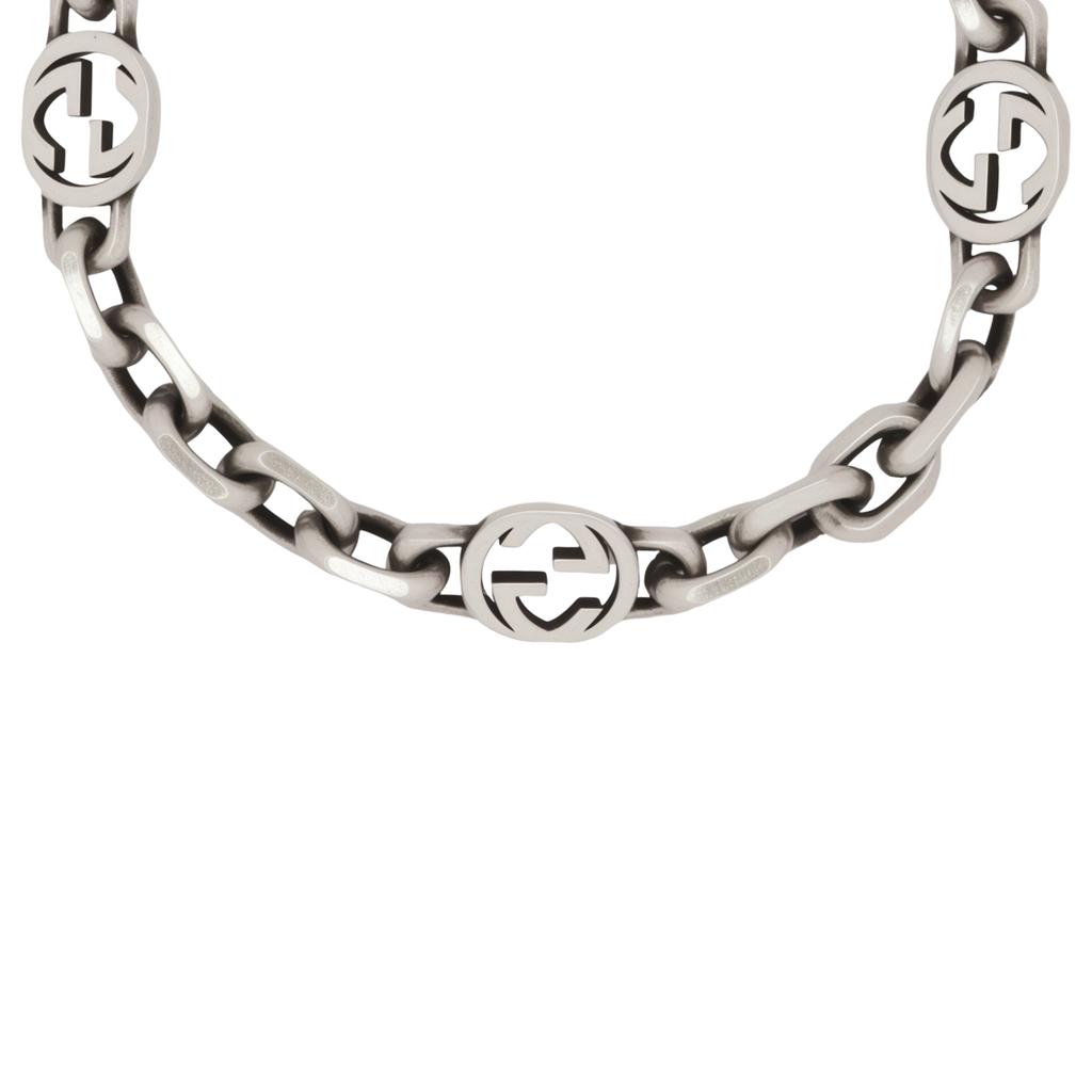 Gucci Interlocking Three Interwoven GG Detail Pattern Glossy 925 Silver Bracelet Unisex Bracelet 620798 J8400 8106