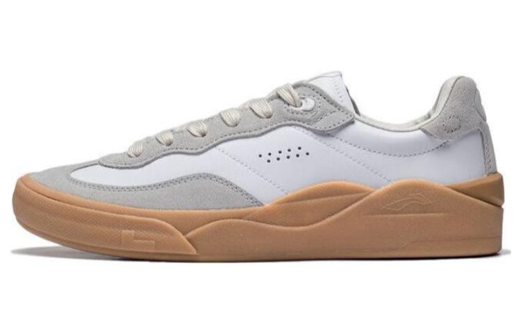 Li Ning Abrasion Resistant Breathable Low top Skateboard Shoes Men's White Gray AEPSA49-1
