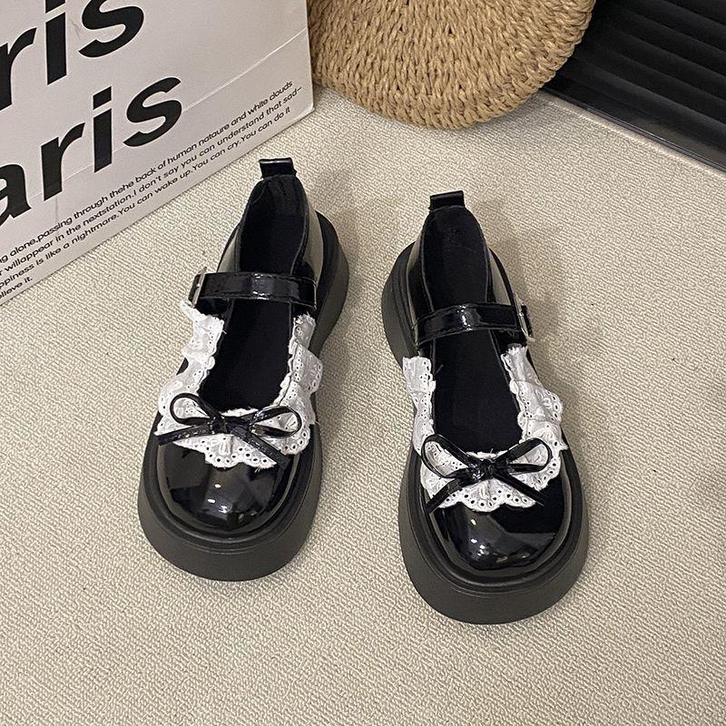 Retro British Style Mary Jane Women's Single Shoes 2025 Spring and Summer New Japanese Sweet Bow Small Leather Shoes Women