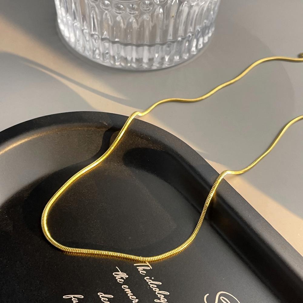 

Ожерелье из титановой стали, круглая цепочка в виде змеи, простая мужская и женская цепочка на ключицу, аксессуары