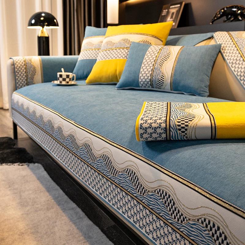 Herringbone Chenille Sofa Cushion Covers Anti-Cat Scratch Non-Slip Winter Couch Protector Cover for Sofa Living Room 1 Piece