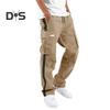 Men Pants with Multi Pockets Drawstring Elastic Waist Wide Leg Loose Cargo Pants Daily Solid Color Sweatpants for Outdoor Hiking Camping
