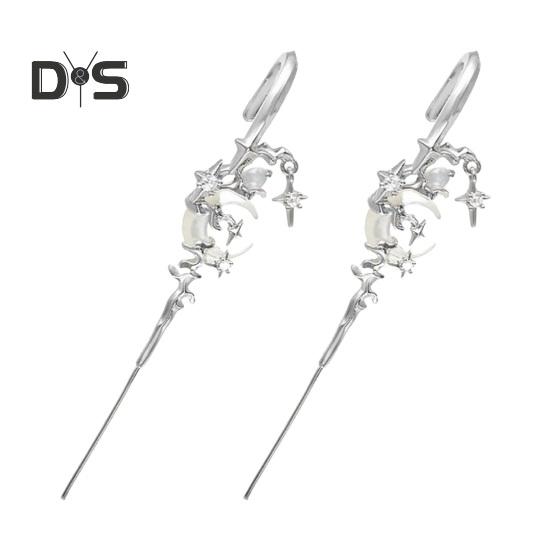 1 pár ušních jehel Myth of the Moon Punk Rock Dark Style Individuální piercingové náušnice Star Moon Ear Cuffs Club Party Šperky
