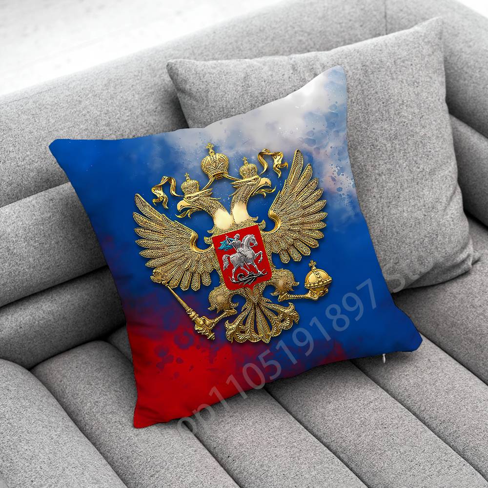 Russia Passport National Emblem Flag Throw Pillow Case For 40x40cm 45x45cm 50x50cm 30x30cm Square Office Pillowship Cover