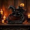 Unique Holiday Gift Headless Horseman Statue with Pumpkin, Horror Knight Holding Pumpkin Decorative Resin Ornament, Halloween Horse Sculpture
