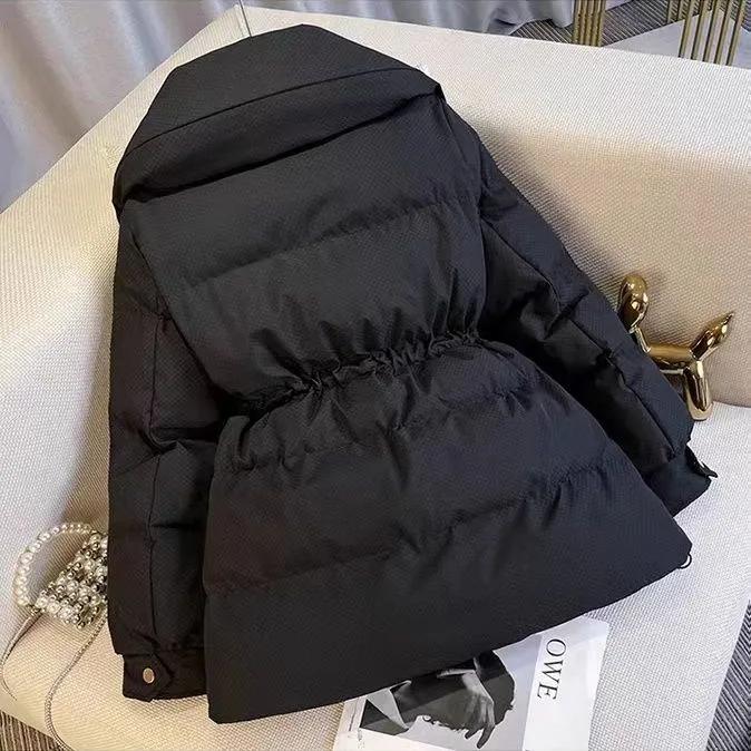 Women's Winter Short Stand Collar Thicken Bread Jacket Puffer Ottwear Drawstring Parkas