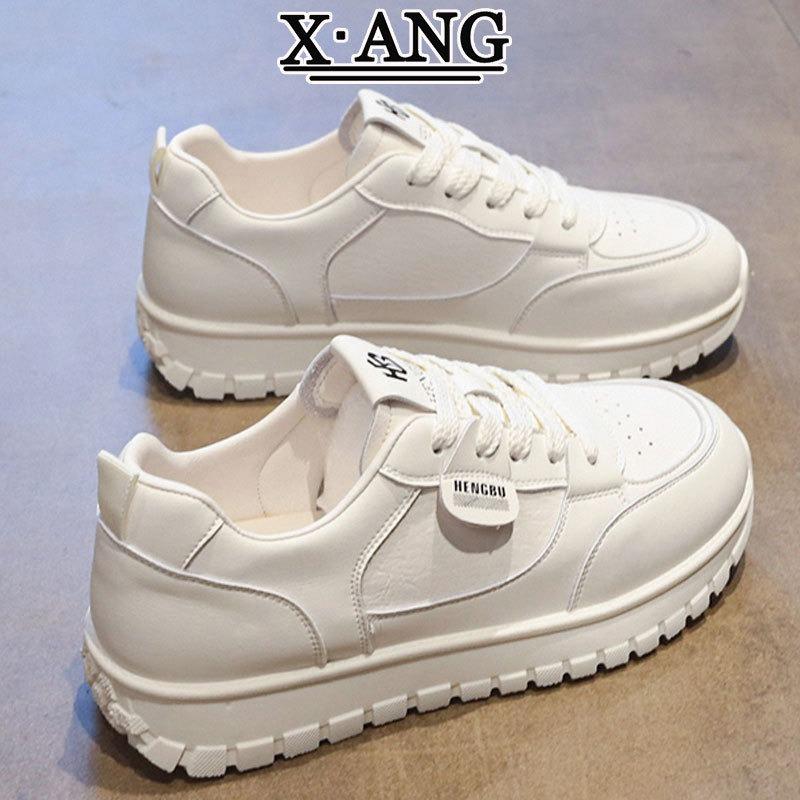 First Layer Cowhide Little White Shoes Women's Shoes Thick Baseplate Shoes Autumn New Versatile Casual Sports Shoes Single Shoes