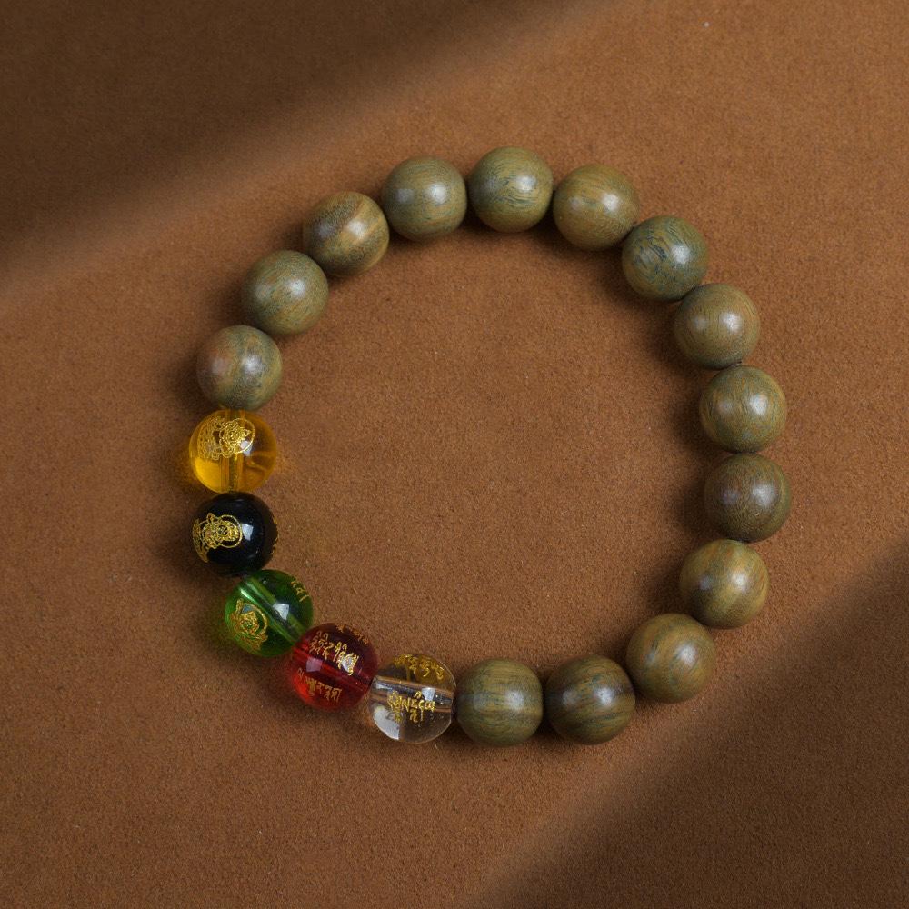 Wutai Mountain Ethnic Style Dragon Wood Rosary Bracelet with Six Paths & Five Paths God of Wealth Beads.