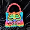 Bolso de Huesos de Esqueleto Impreso en 3D Bolso de Esqueleto Gótico Bolso Espeluznante Realista de Caja Torácica Bolsillo Funcional Fiesta Temática de Halloween