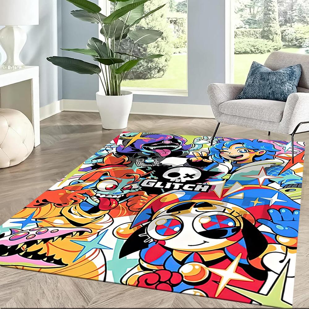 Digital Circus Floor Rug Office Rug Design for Playrooms Game Room Balcony Foyer Anti-slip Rug Decorate Offices Perfect Gift for Friends & Family