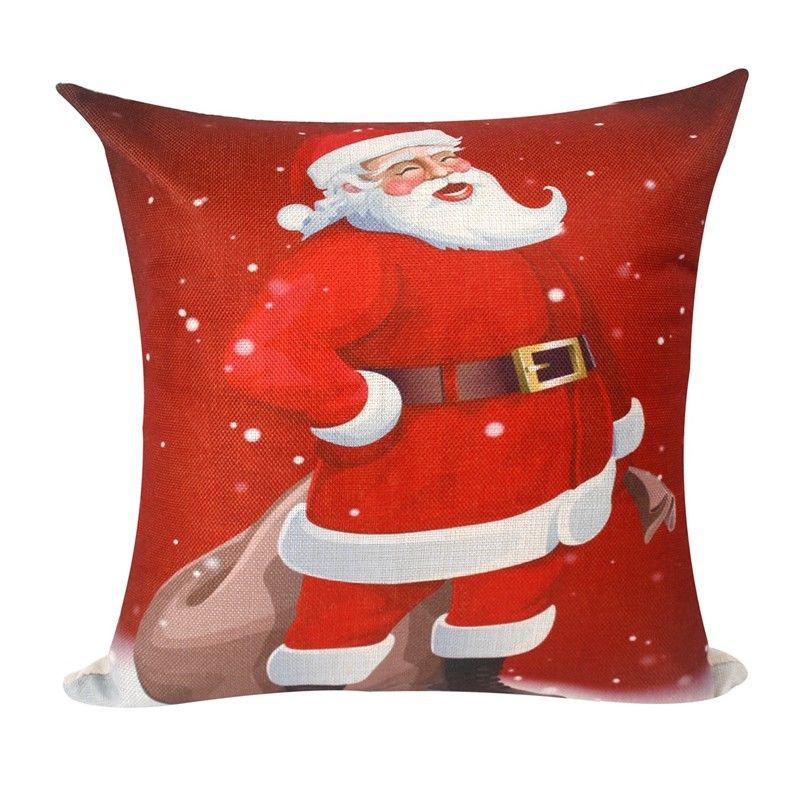 Luxurious 18'' Xmas Cotton Pillow Case Linen Cushion Cover For Merry Christmas Home Decoration
