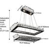 2 Rectangular Chandeliers and Hanging Lamps Pendant Luxury Chandelier Light for Living Room